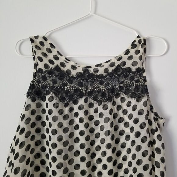 American Rag Polka Dot Black and White Sheer Blouse size Medium - Picture 6 of 7